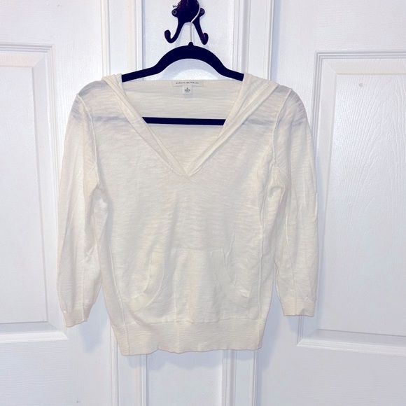Banana Republic Sweaters - Banana republic off white Cream V-Neck Hoodie hooded Sweater size small